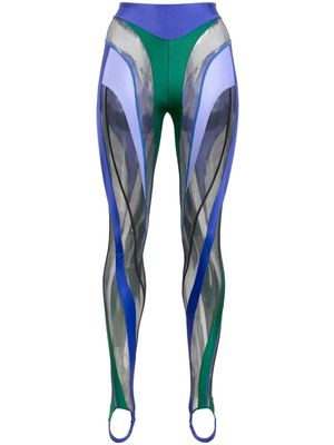 Mugler Spiral colour-block leggings - Blue
