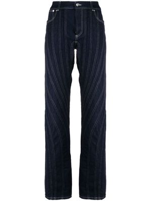Mugler Spiral panelled straight-leg jeans - Blue