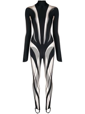 Mugler Spiral sheer-panelled jumpsuit - Black