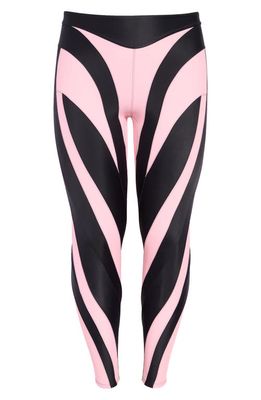 MUGLER Spiral Stirrup Leggings in Pink/Black