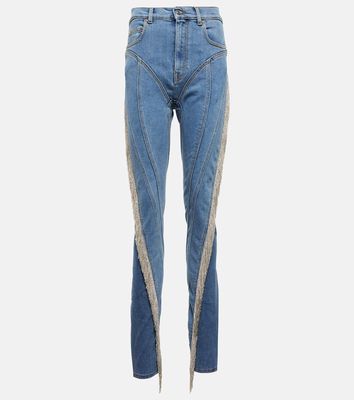 Mugler Spiral tassel-trimmed skinny jeans