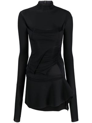 Mugler stretch flou layered dress - Black
