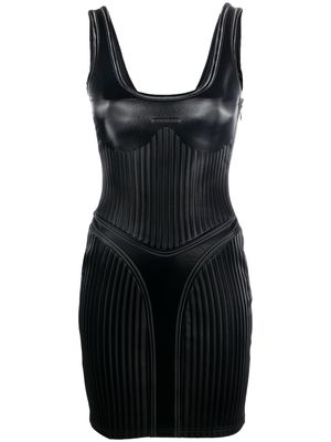 Mugler stripe-embossed fitted minidress - Black