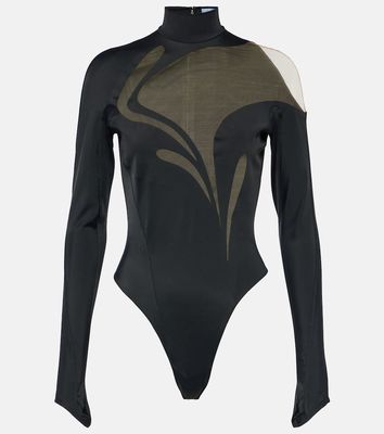 Mugler Swirly mesh-paneled bodysuit