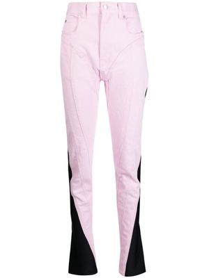 Mugler twist-panelled high-waisted jeans - Pink