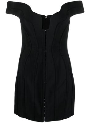 Mugler wavy-detail corset minidress - Black