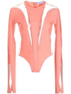 Mugler x The Webster sheer-panel bodysuit - Pink