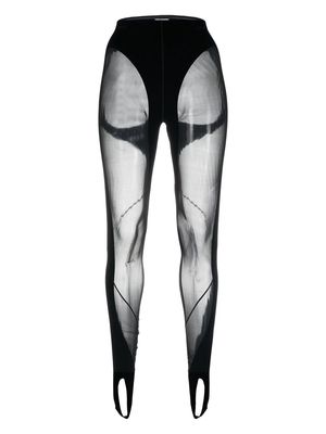 Mugler x Wolford mesh-panelled stirrup leggings - Black