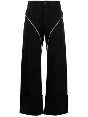 Mugler zipped high-rise wide-leg jeans - Black