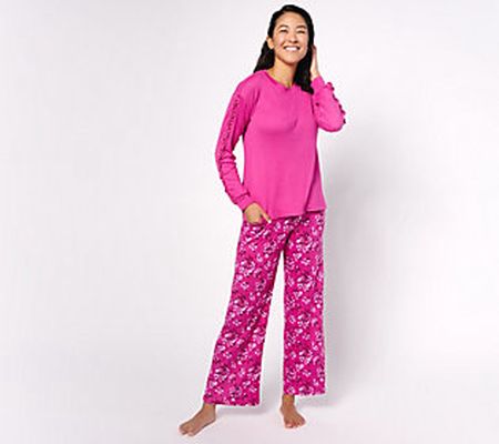 MUK LUKS Butter Knit Sweatshirt & Wide Leg Pajama Set