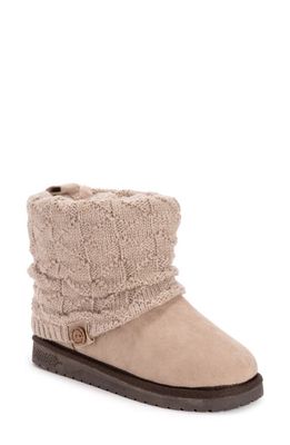 MUK LUKS ESSENTIALS Faux Shearling Lined Cable Knit Shaft Boot in Stone/Fairy Dust