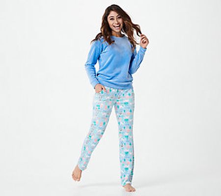 MUK LUKS Petite Length Silky Velour Novelty Pajama