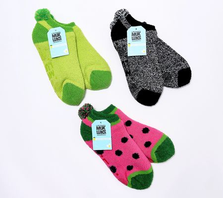 MUK LUKS Set of 3 Cozy Fruit Footie Socks