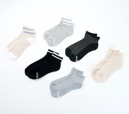 MUK LUKS Set of 6 Dream Step Mini Crew Socks