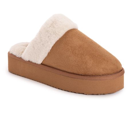 Muk Luks Women's Microsuede Scuff Platform Clog Slipper