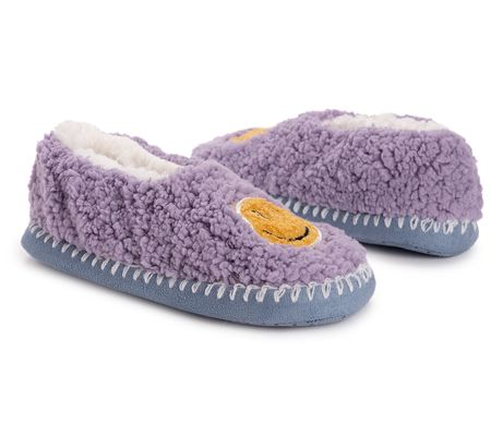 MUK LUKS Women's Sherpa Smiley Ballerina Slippe r Socks