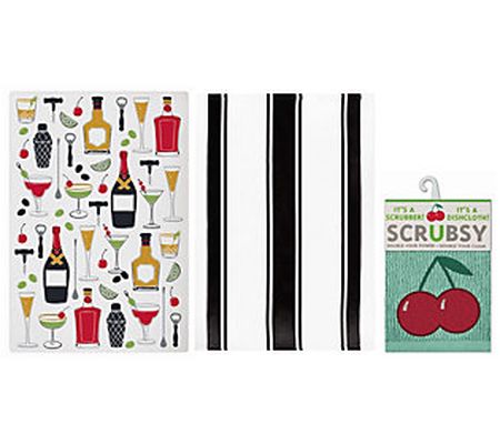 MUkitchen Designer Print 3pc Set in Cocktails M otif