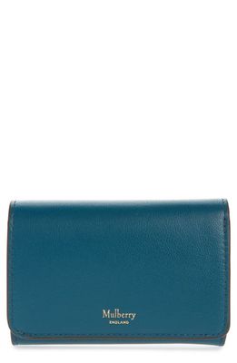 Mulberry Continental Leather Trifold Wallet in Titanium Blue