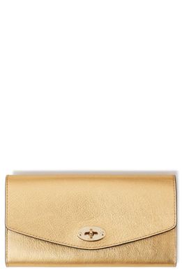Mulberry Darley Continental Leather Wallet in Soft Gold Foil