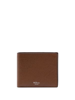 Mulberry grained logo-print leather wallet - Brown