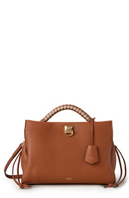 Mulberry Iris Leather Top Handle Bag in Chestnut And Chalk