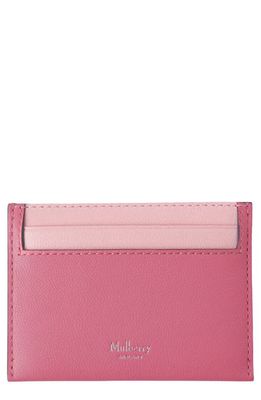 Mulberry Leather Card Case in Geranium Pink-Powder Rose