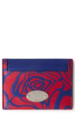Mulberry Leather Card Case in Pigment Blue-Lancaster Red