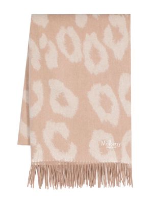 Mulberry leopard-print fringe-detailing scarf - Neutrals