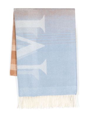 Mulberry logo-print fringe-detailing scarf - Blue