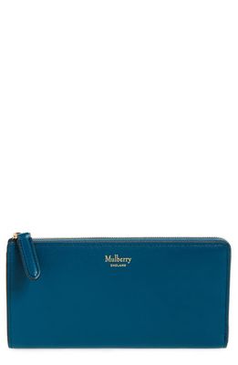 Mulberry Long Zip Around Leather Continental Wallet in Titanium Blue