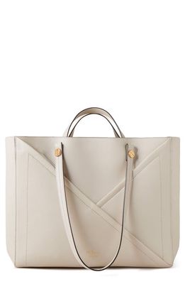 Mulberry M Double Handle Leather Tote in Chalk