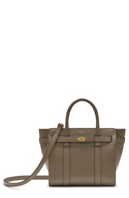 Mulberry Mini Zipped Bayswater Leather Tote in Pale Grey