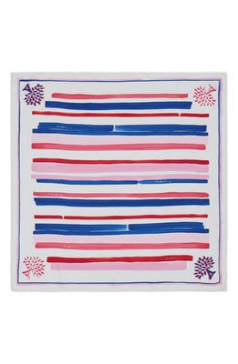 Mulberry Painted Stripe Silk Twill Scarf in Powder Rose