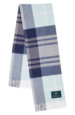Mulberry Small Check Merino Lambswool Scarf in Acrylic Green