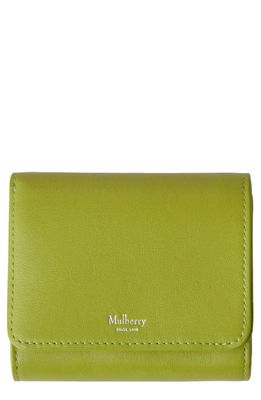 Mulberry Small Leather French Wallet in Acid Green