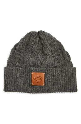 Mulberry Softie Cable Knit Cashmere Beanie in Charcoal