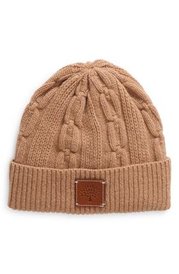 Mulberry Softie Cable Knit Cashmere Beanie in Maple