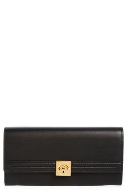 Mulberry Tree Logo Leather Continental Wallet in Black