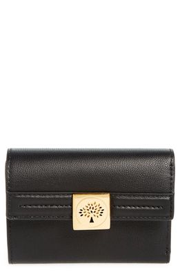 Mulberry Tree Logo Leather Trifold Wallet in Black