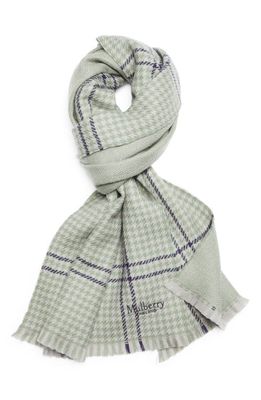 Mulberry Tricolor Check Lambswool Scarf in Q662 Cambridge Green