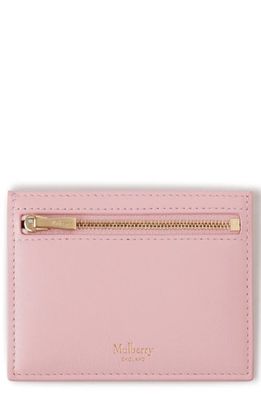 Mulberry Zipped Leather Card Case in Powder Rose