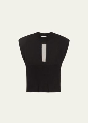 Muller Cutout Sheer-Inset Knit Top