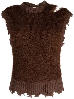 Muller Of Yoshiokubo distressed glitter knit vest - Brown