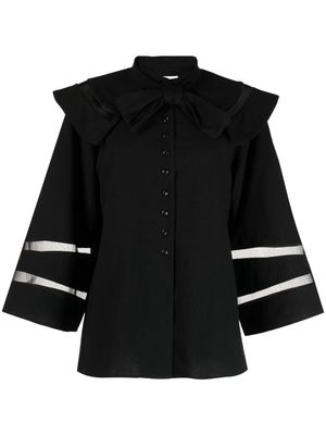 Muller Of Yoshiokubo removable collar bell-sleeve shirt - Black