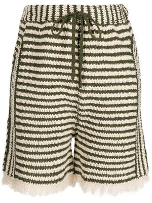 Muller Of Yoshiokubo stripe-pattern cotton shorts - Green