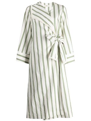 Muller Of Yoshiokubo striped wrap midi dress - White