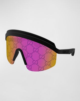 Multi-Color GG Lattice Acetate Shield Sunglasses