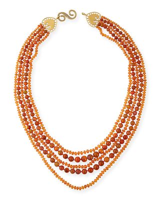 Multi-Strand Ethiopian Opal & Mandarin Garnet Necklace