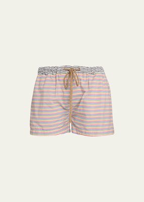 Multi-Stripe Cotton Shorts