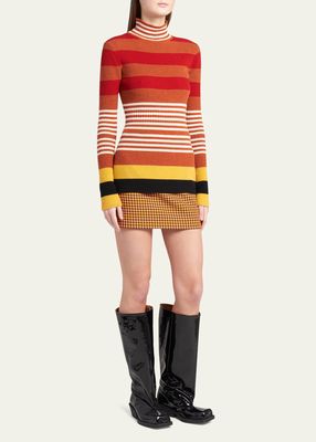 Multi Stripe High-Neck Wool Sweater